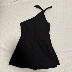 Urban Outfitters Black One-Shoulder Skirt Romper